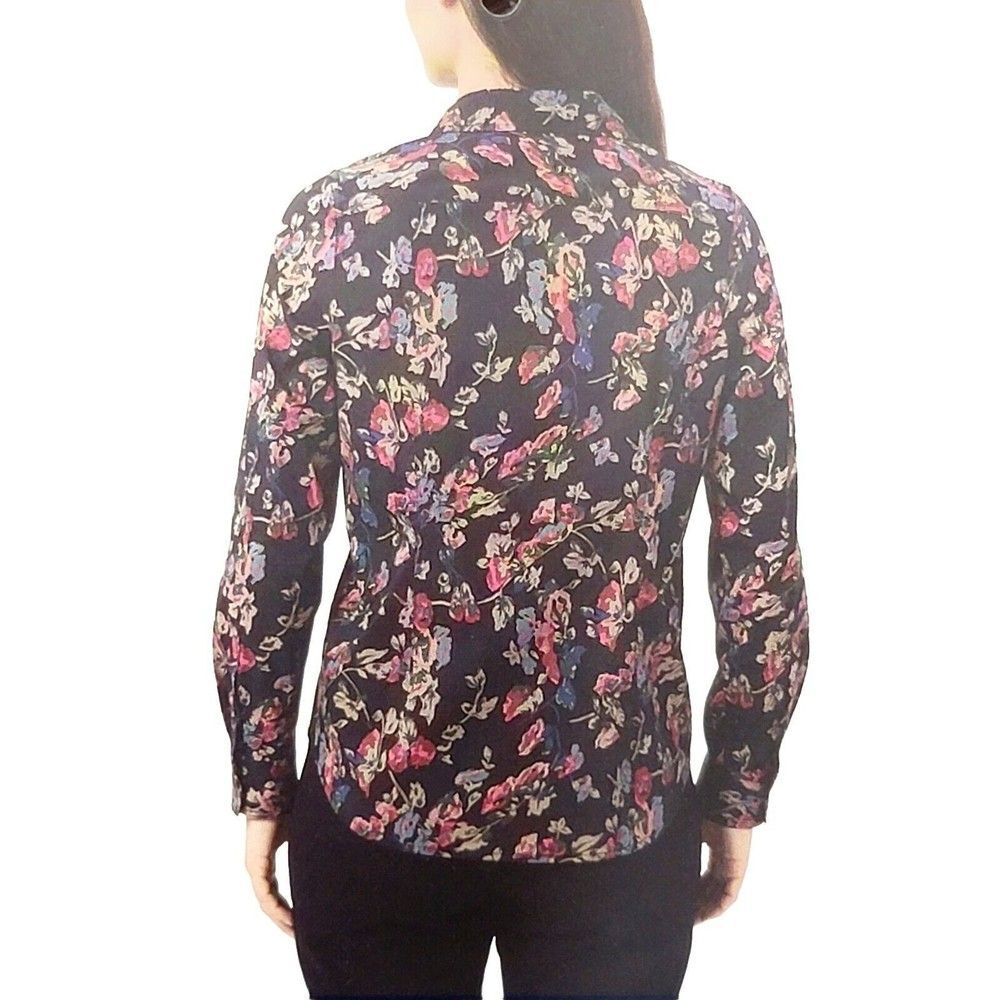 CHAPS Women's Size M Easy Care Button Up No Iron Stretch Modal Floral Blouse - Picture 16 of 16